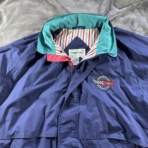 VTG 90s Chevrolet Corvette Jacket Size XXL Windbreaker Blue Nylon Embroidered GM